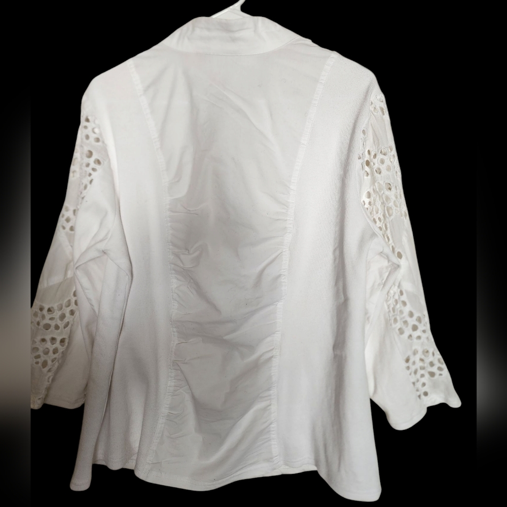 Chico’s Zenergy White Cotton Lace Zip Up Jacket SZ Large - Picture 2 of 7